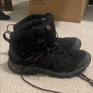 Merrell Black and Red Athletic Hiking Shoes